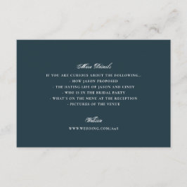 Tarjeta De Recepción Detalles de Boda con Caligrafía Azul Marino Formal