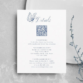 Tarjeta De Recepción Detalles de Boda con Caligrafía Elegante Azul Polv