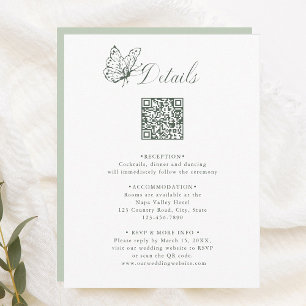 Tarjeta De Recepción Detalles de Boda con Caligrafía Elegante Verde Sal