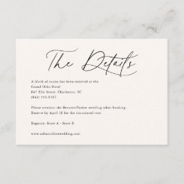 Tarjeta De Recepción Detalles de Boda con Caligrafía Moderna Marfil