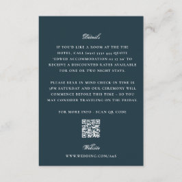 Tarjeta De Recepción Detalles de Boda con Código QR Azul Marino Elegant