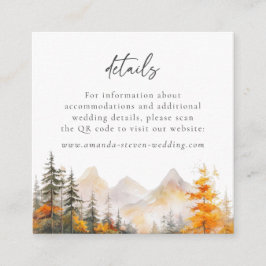 Tarjeta De Recepción Detalles de Boda con Código QR de Bosque de Montañ