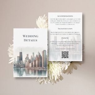 Tarjeta De Recepción Detalles de Boda con Código QR de la Silueta de Ch