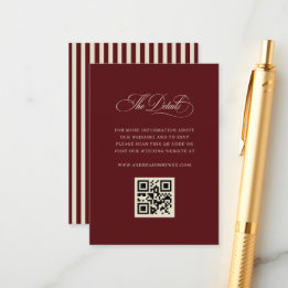 Tarjeta De Recepción Detalles de Boda con Código QR de Rayas Retro Borg