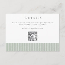 Detalles de Boda con Código QR de Rayas Verde Salv
