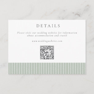 Tarjeta De Recepción Detalles de Boda con Código QR de Rayas Verde Salv
