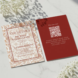 Tarjeta De Recepción Detalles de Boda con Código QR de Toile Floral Ele