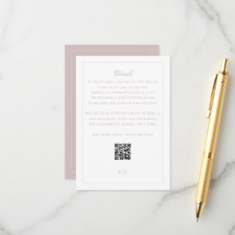 Tarjeta De Recepción Detalles de Boda con Código QR Elegante Rosa Claro
