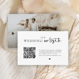 Tarjeta De Recepción Detalles de Boda con Código QR Minimalista y Foto