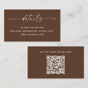 Tarjeta De Recepción Detalles de Boda con Código QR Moderno de Color Ma