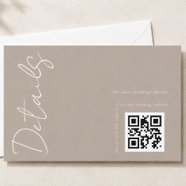 Tarjeta De Recepción Detalles de boda con código QR neutral moderno