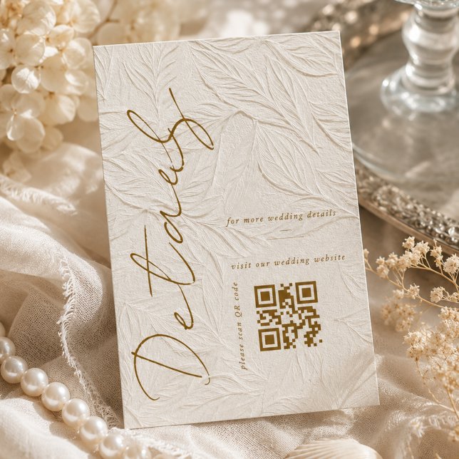 Tarjeta De Recepción Detalles de boda con código QR Simple Marfil (Subido por el creador)