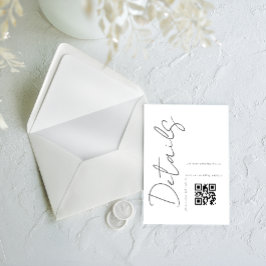 Tarjeta De Recepción Detalles de boda con código QR simple moderno