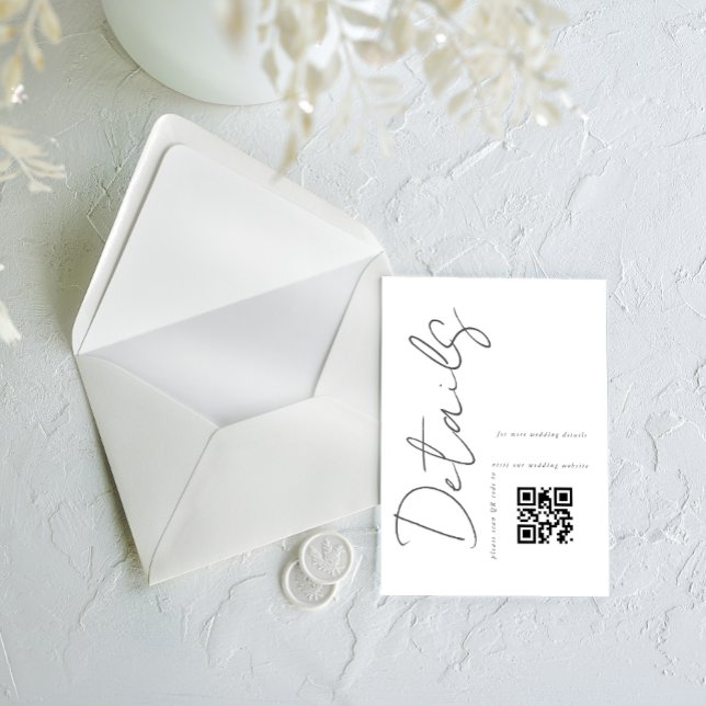 Tarjeta De Recepción Detalles de boda con código QR simple moderno (Subido por el creador)