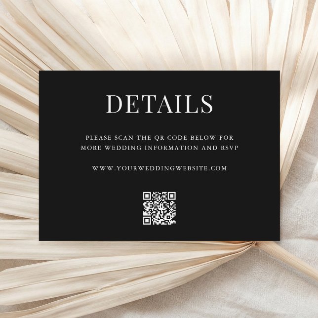 Tarjeta De Recepción Detalles de Boda con Código QR Simple Moderno (Subido por el creador)