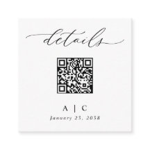 Detalles de Boda con Código QR Simple y Elegante