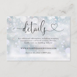 Tarjeta De Recepción Detalles de Boda con Corazón de Copos de Nieve de 
