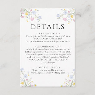 Tarjeta De Recepción Detalles de Boda con Cresta Floral Rococó Capricho