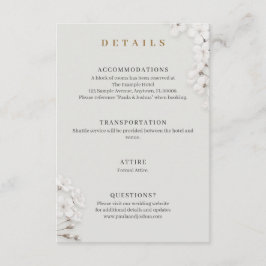 Tarjeta De Recepción Detalles de boda con elegante escritura dorada y f