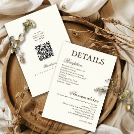 Tarjeta De Recepción Detalles de Boda con Escritura Bohemia Minimalista