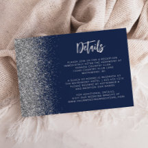 Detalles de Boda con Escritura Brillante Azul Mari