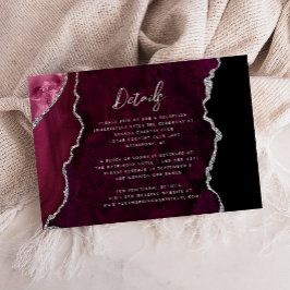 Tarjeta De Recepción Detalles de Boda con Escritura de Ágata Plateada d