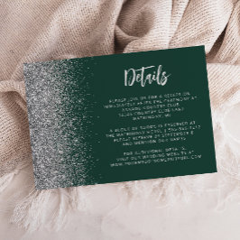 Tarjeta De Recepción Detalles de Boda con Escritura en Verde Esmeralda 