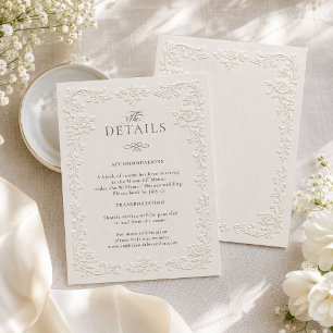 Tarjeta De Recepción Detalles de Boda con Estilo de Relieve de Herencia