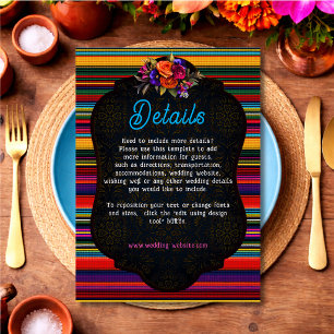 Tarjeta De Recepción Detalles de boda con flores mexicanas elegantes
