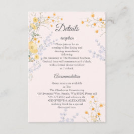Tarjeta De Recepción Detalles de Boda con Flores Silvestres de Melocotó