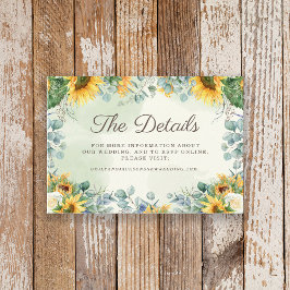 Tarjeta De Recepción Detalles de Boda con Girasoles Amarillos y Eucalip