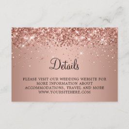 Tarjeta De Recepción Detalles de Boda con Gradiente de Rosa Dorado Bril