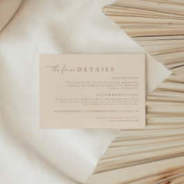 Tarjeta De Recepción Detalles de Boda con Guión Moderno Marrón