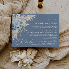 Tarjeta De Recepción Detalles de Boda con Hierba de Pampas Azul Polvori