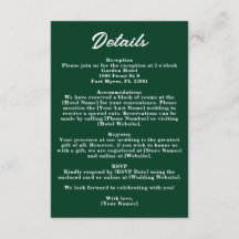 Detalles de boda con joya verde esmeralda oscuro y