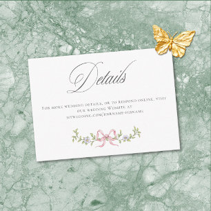Tarjeta De Recepción Detalles de boda con lazo floral pastel victoriano