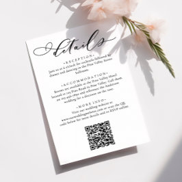 Tarjeta De Recepción Detalles de Boda con Letra de Caligrafía Moderna y
