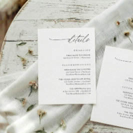 Tarjeta De Recepción Detalles de Boda con Letra Elegante y Sencilla