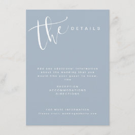 Tarjeta De Recepción Detalles de Boda con Letra Moderna Simple Azul Pol