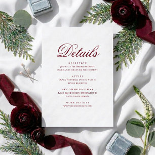 Tarjeta De Recepción Detalles de Boda con Letra Moderna y Elegante