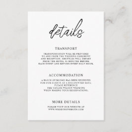 Tarjeta De Recepción Detalles de Boda con Letra Moderna y Elegante