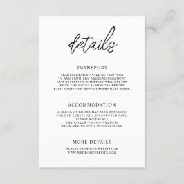 Tarjeta De Recepción Detalles de Boda con Letra Moderna y Elegante