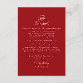 Tarjeta De Recepción Detalles de Boda con Letra Negrita Rosa Rojo Minim