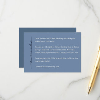 Tarjeta De Recepción Detalles de Boda con Letra Script a Mano