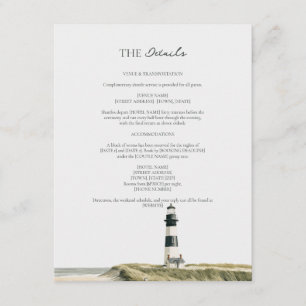 Tarjeta De Recepción Detalles de Boda con Letra Script Marfil Oliva Far