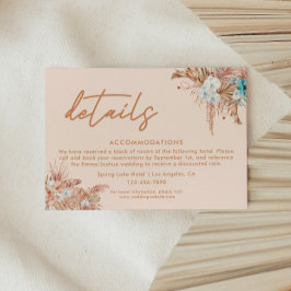 Tarjeta De Recepción Detalles de Boda con Letra Script Moderna Boho