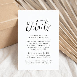 Tarjeta De Recepción Detalles de Boda con Letra Script Sencilla