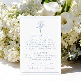 Tarjeta De Recepción Detalles de Boda con Lirio de Calla Azul Clásico