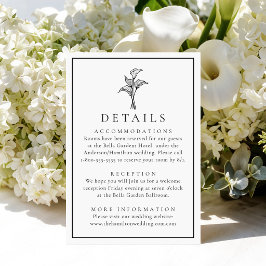 Tarjeta De Recepción Detalles de Boda con Lirio de Calla Clásico