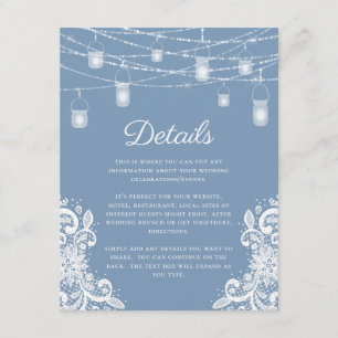 Tarjeta De Recepción Detalles de Boda con Luces Azules Polvorientas Rús
